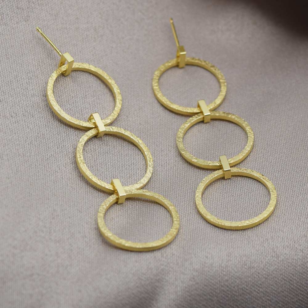 Long Textured Drop Earrings