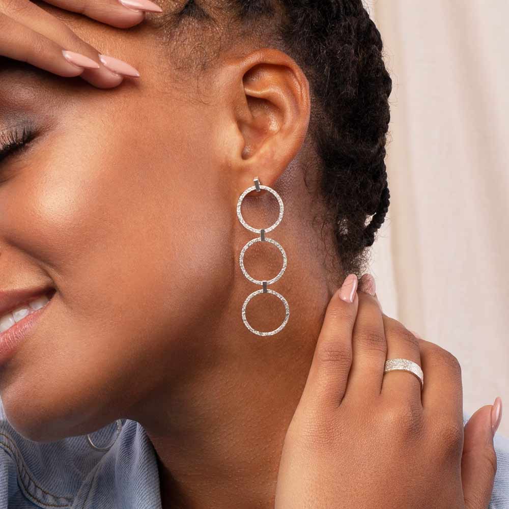 Long Textured Drop Earrings