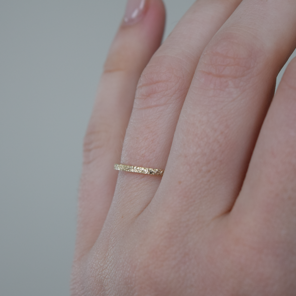1.5mm Gold Flat Textured Wedding Ring