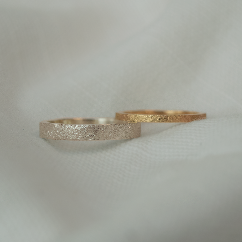 1.5mm Gold Flat Textured Wedding Ring